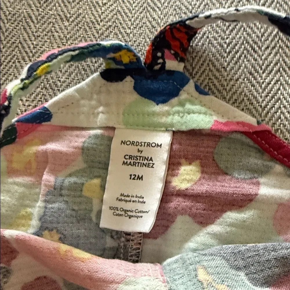 CRISTINA MARTINEZ KIDS' FLORAL ORGANIC COTTON OVERALLS IN IVORY MONARCH FLOWERS